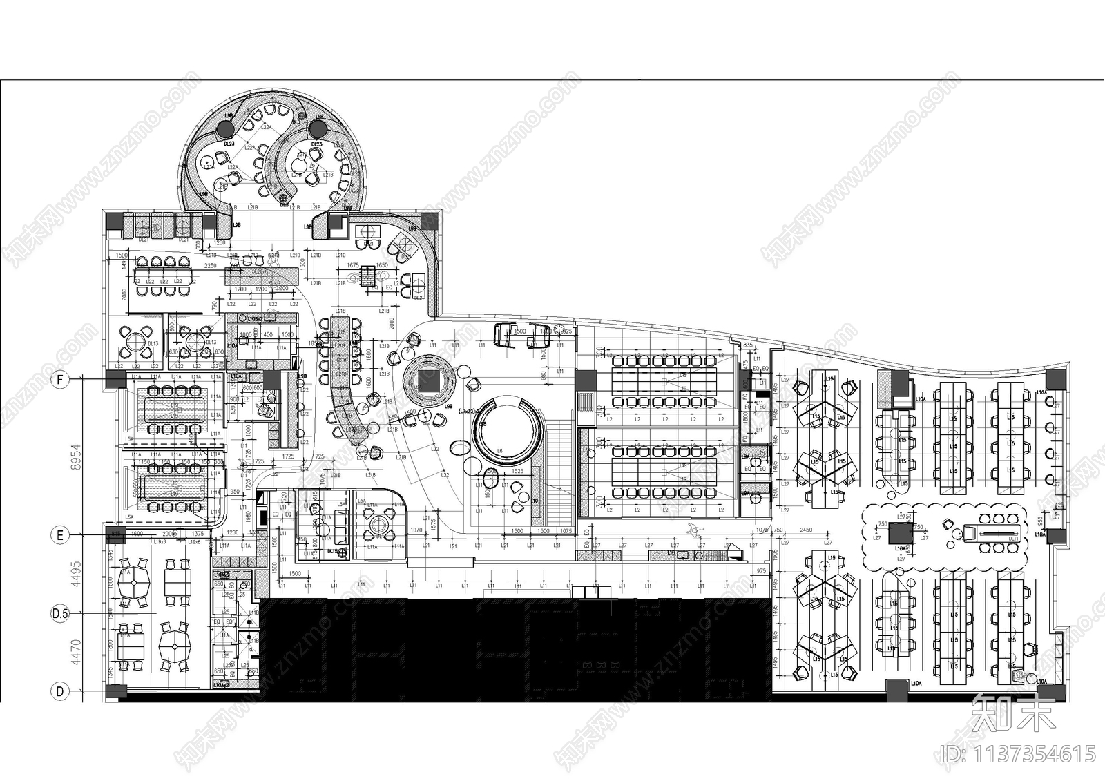 瑞安广场办公室cad施工图下载【ID:1137354615】