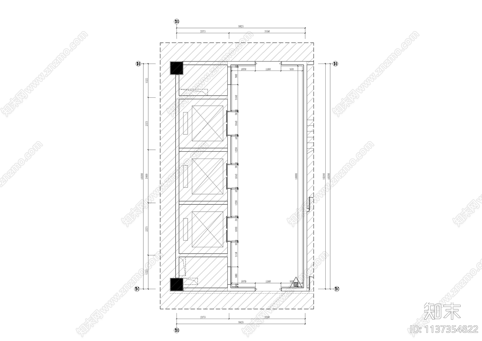 办公室电梯厅cad施工图下载【ID:1137354822】