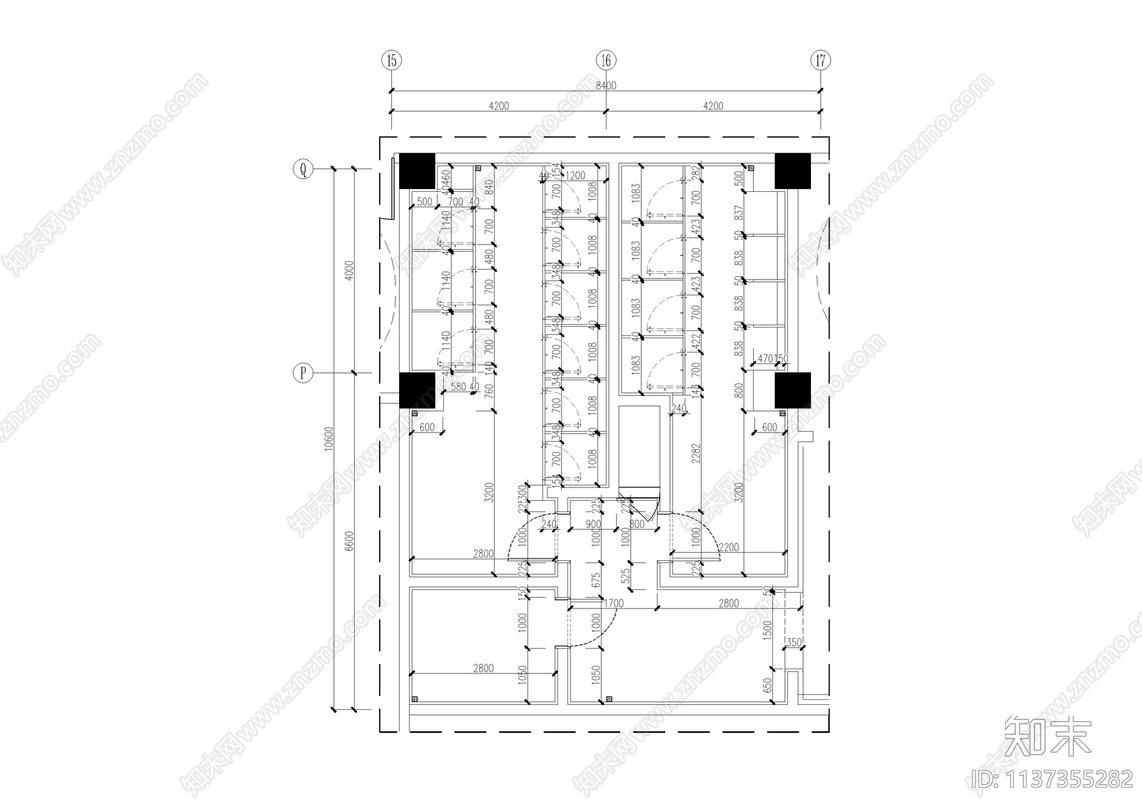 公共卫生间平面cad施工图下载【ID:1137355282】