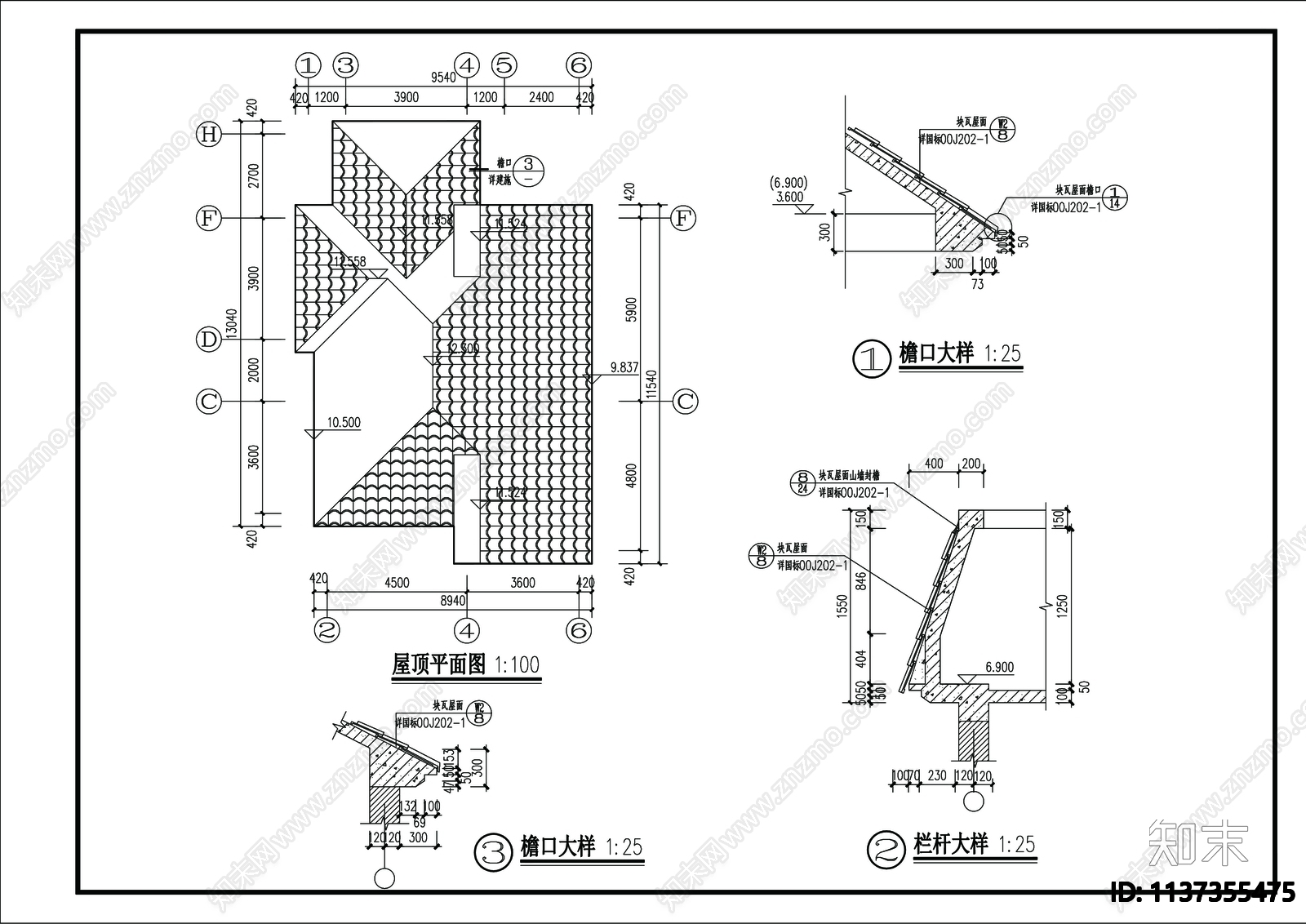 别墅建筑cad施工图下载【ID:1137355475】