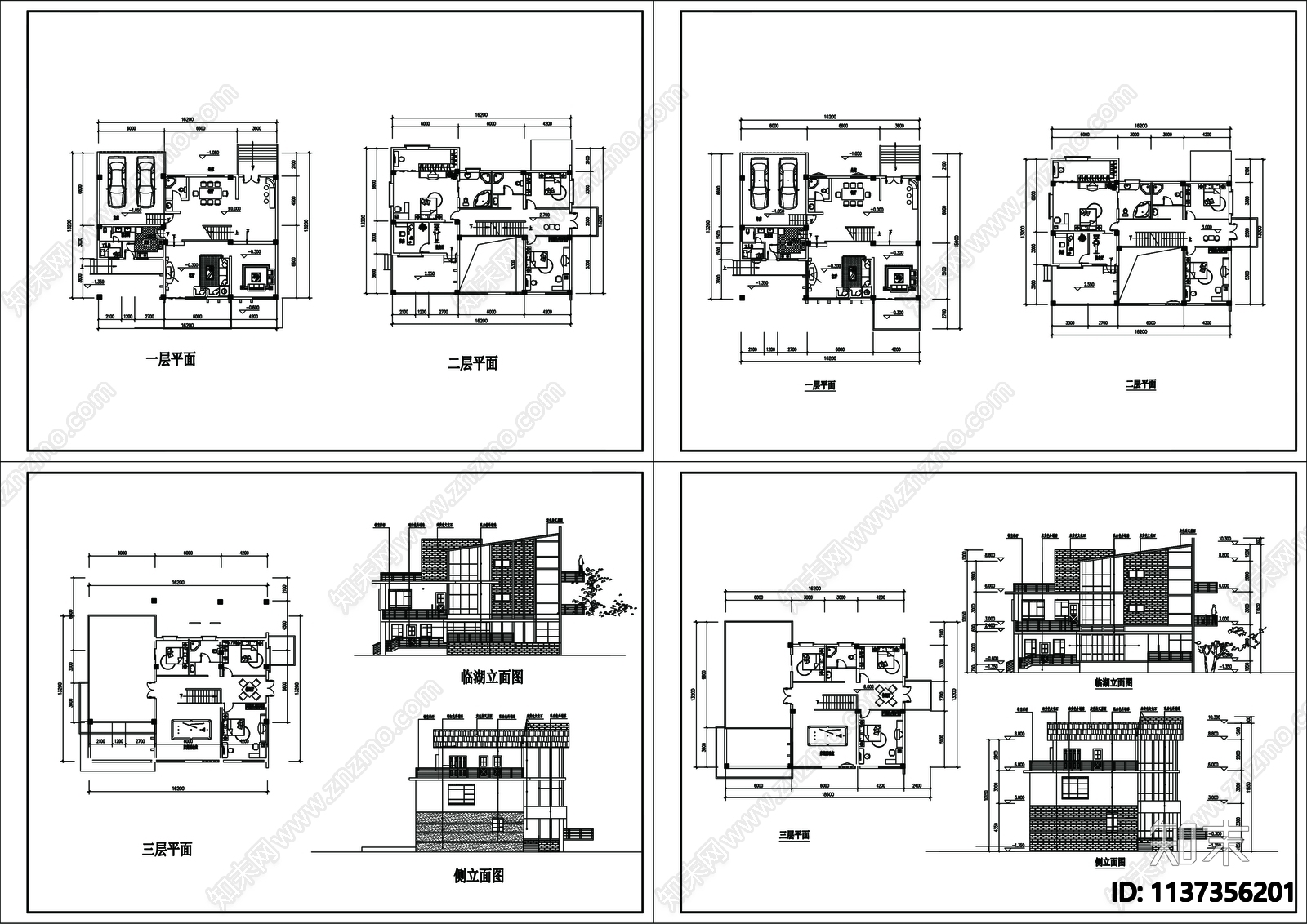 别墅建筑cad施工图下载【ID:1137356201】