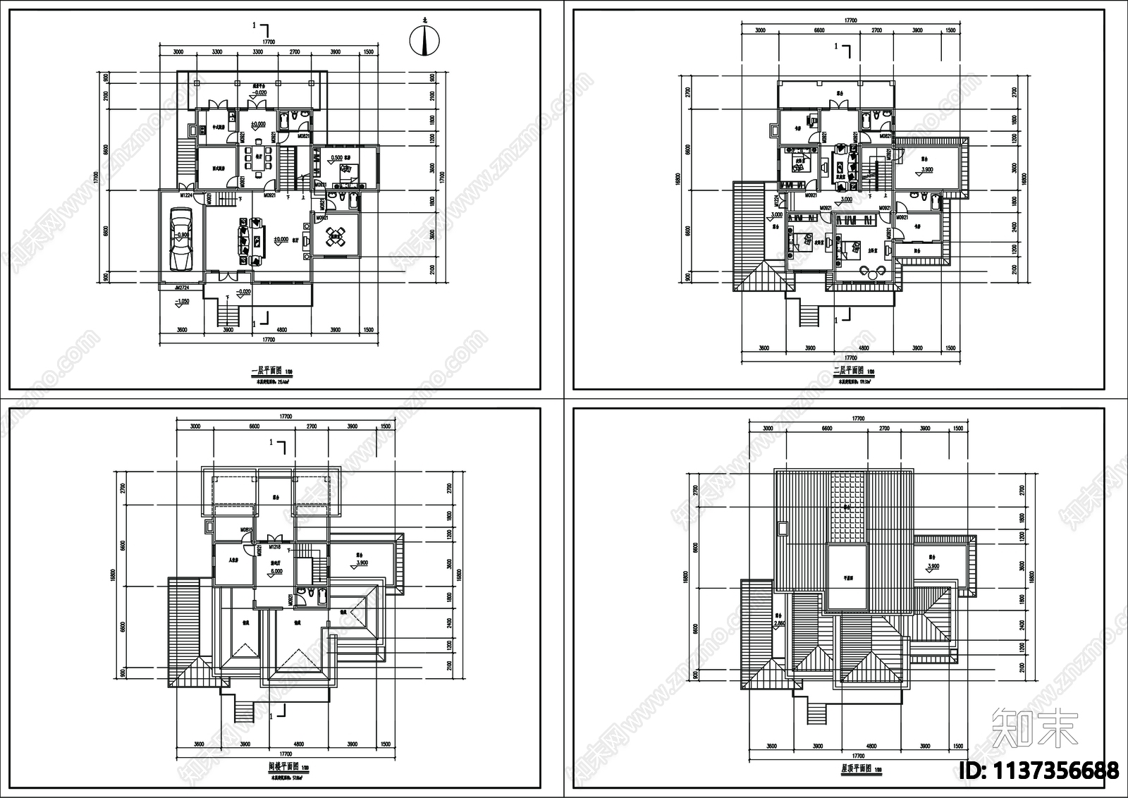 别墅建筑cad施工图下载【ID:1137356688】