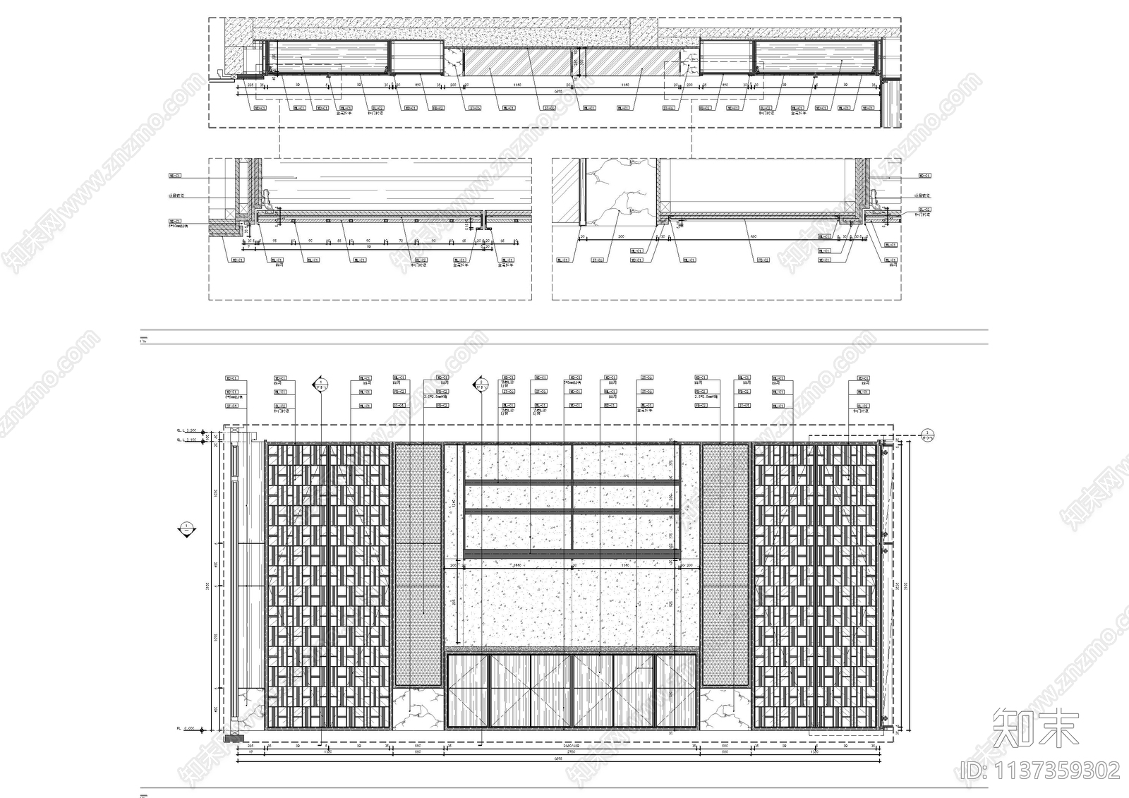 新中式立柱剖面及柜体大样cad施工图下载【ID:1137359302】