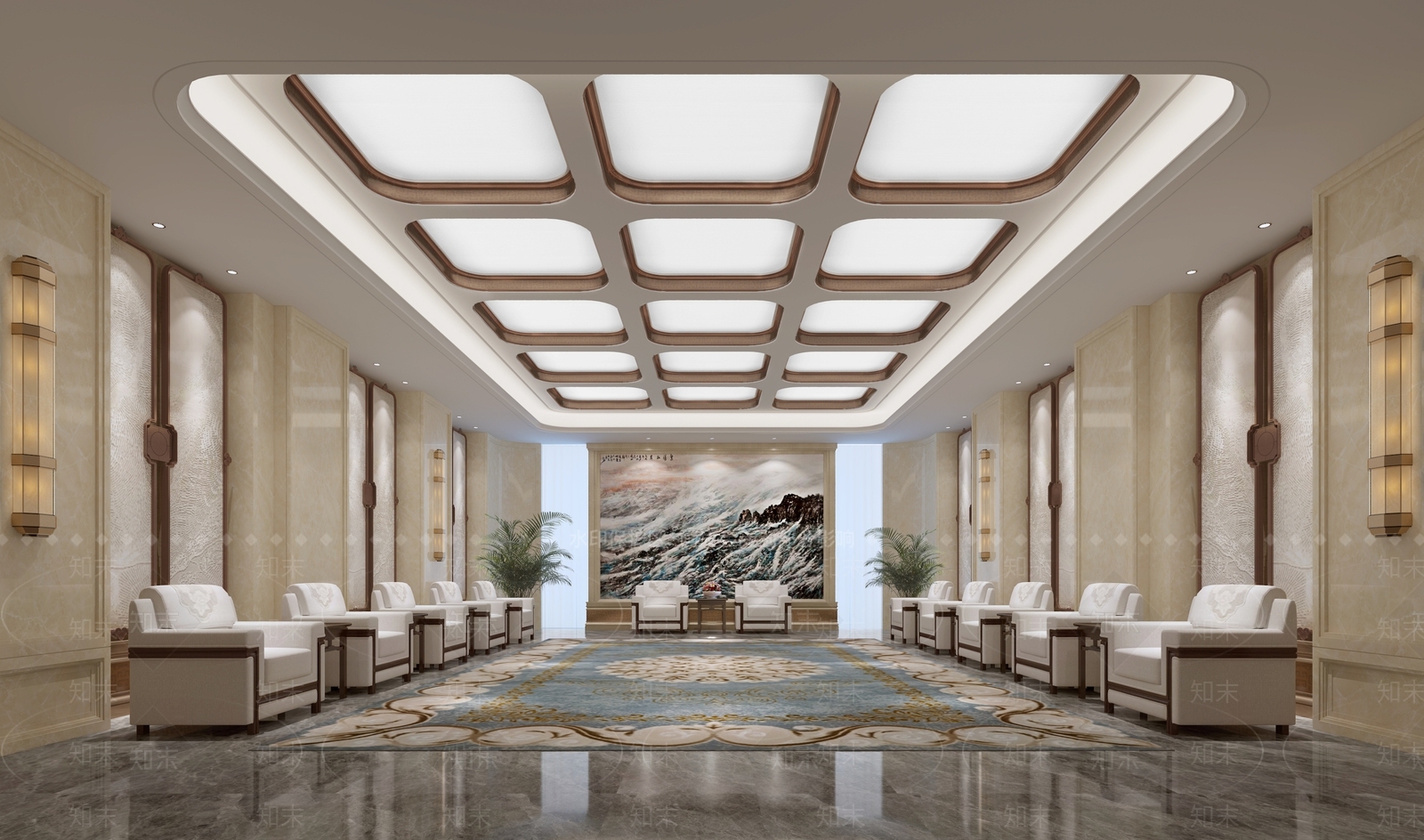 新中式贵宾接待室3D模型下载【ID:1137780162】