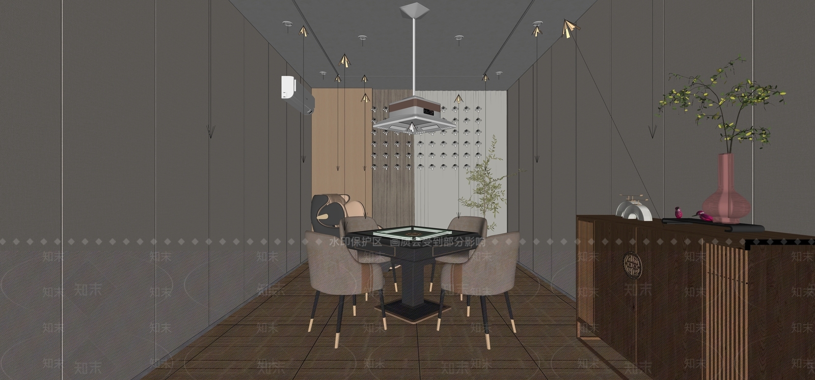 现代棋牌室SU模型下载【ID:1137364449】