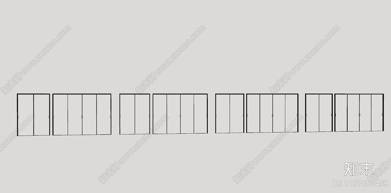 现代玻璃推拉门SU模型下载【ID:1137550459】