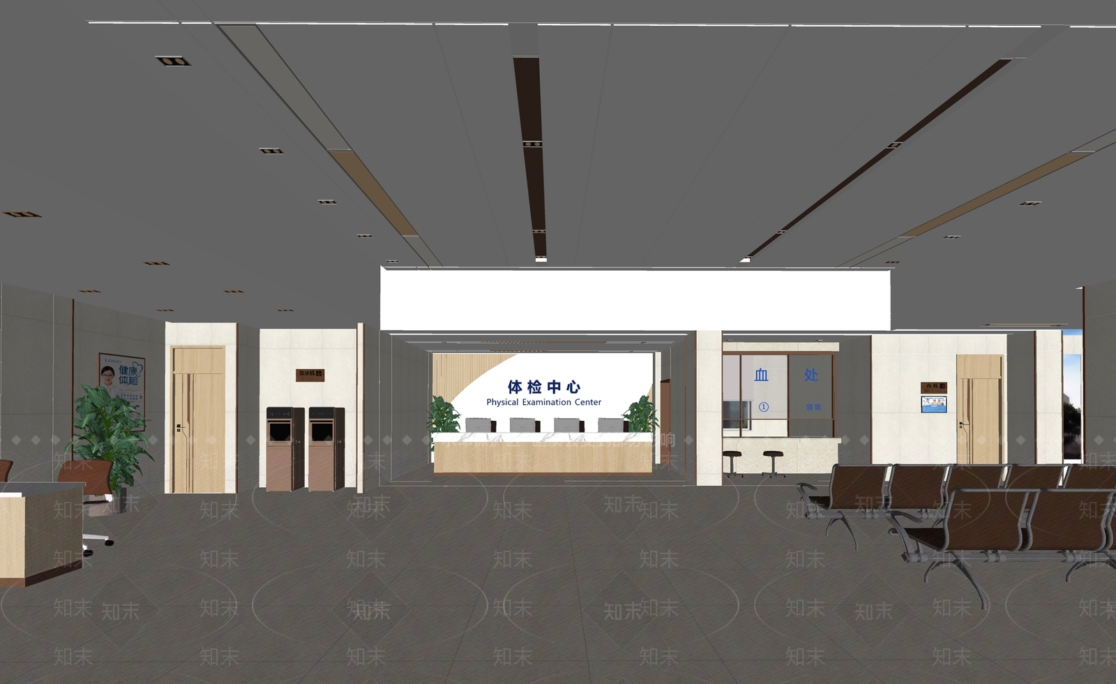 现代医院大厅SU模型下载【ID:1137366897】