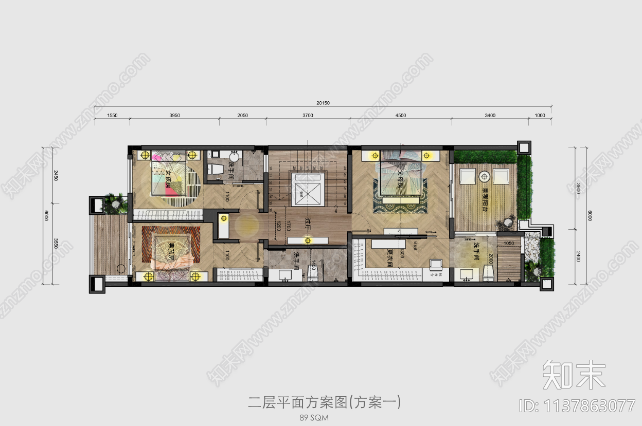 别墅平面方案图cad施工图下载【ID:1137863077】