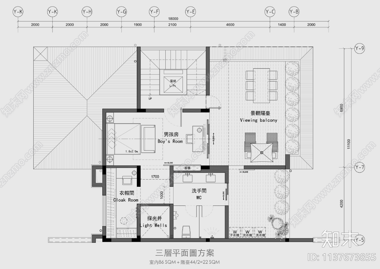 双拼别墅平面图cad施工图下载【ID:1137673855】