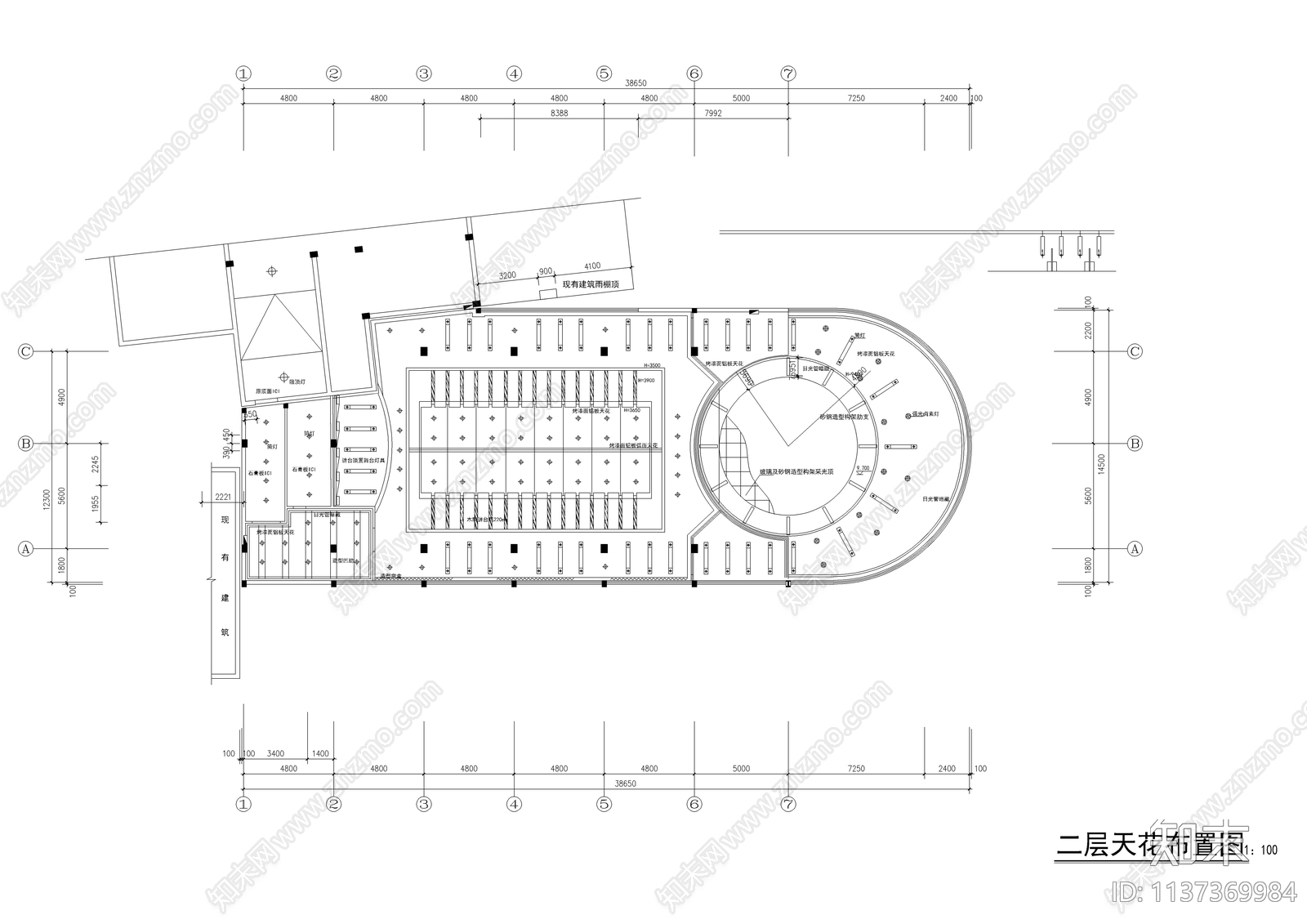 商业银行总行全套装饰cad施工图下载【ID:1137369984】