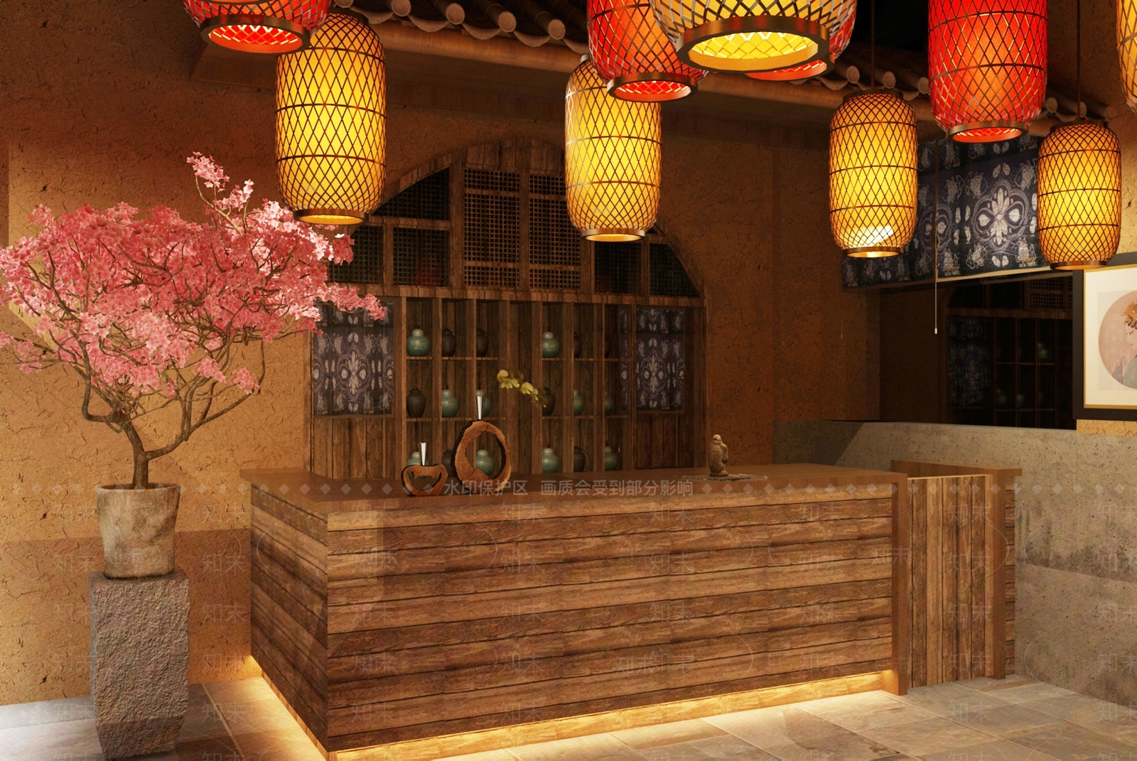 新中式中餐厅火锅店收银台SU模型下载【ID:1137379539】