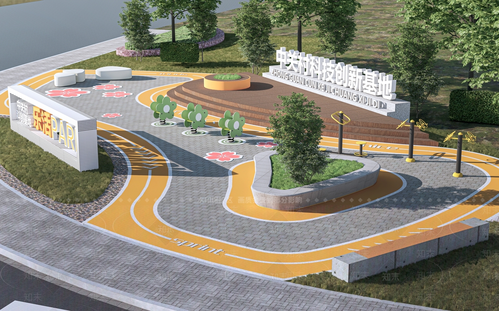 现代入口广场SU模型下载【ID:1137382266】