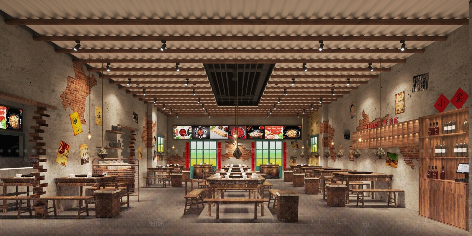 侘寂餐饮火锅店3D模型下载【ID:1137385000】