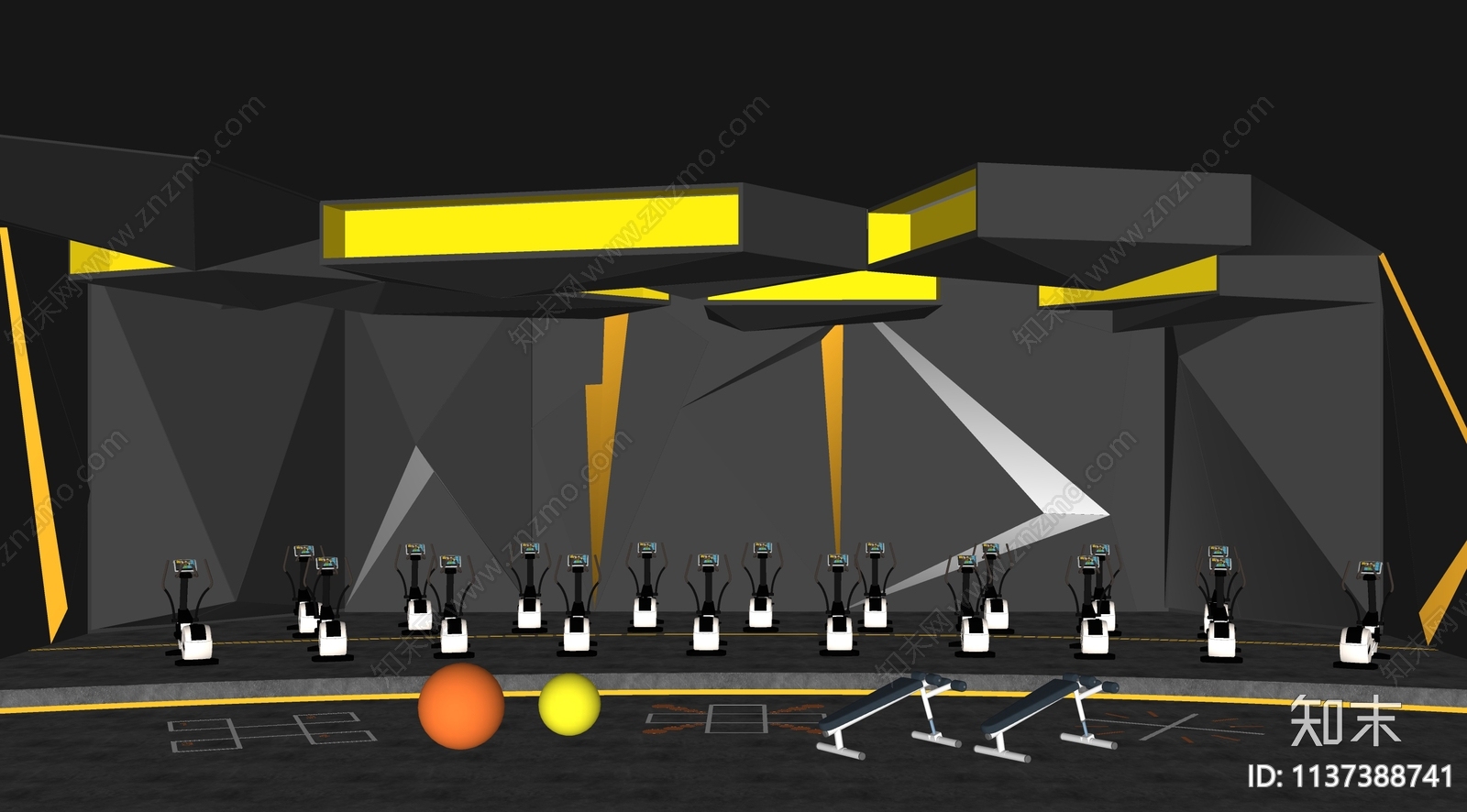 现代健身房SU模型下载【ID:1137388741】
