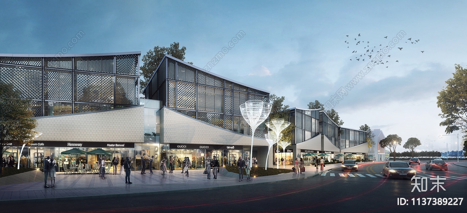 新中式商业街区效果图施工图下载【ID:1137389227】