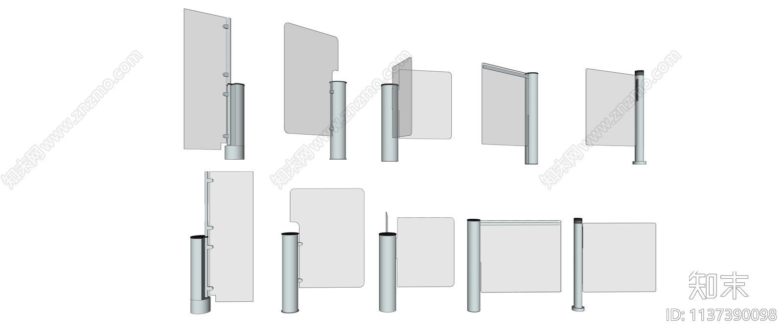 玻璃门摆闸SU模型下载【ID:1137390098】