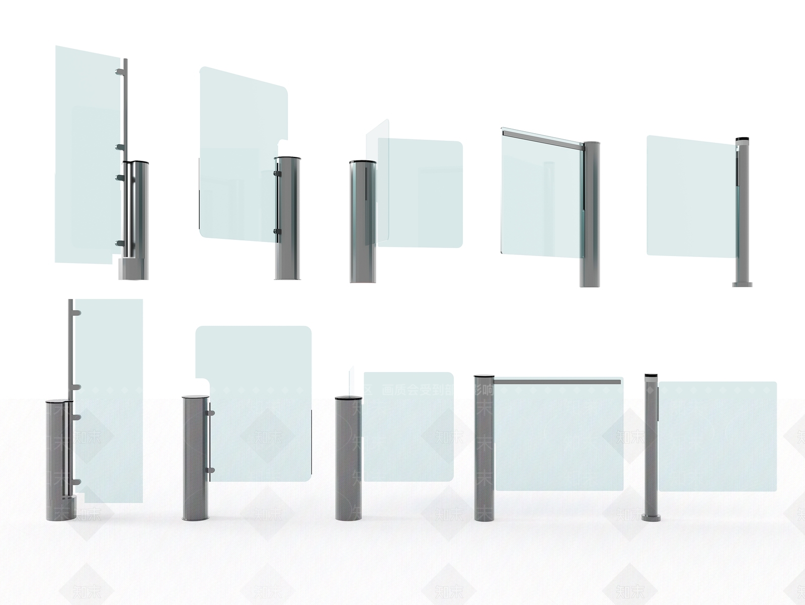 玻璃门摆闸3D模型下载【ID:1137391392】