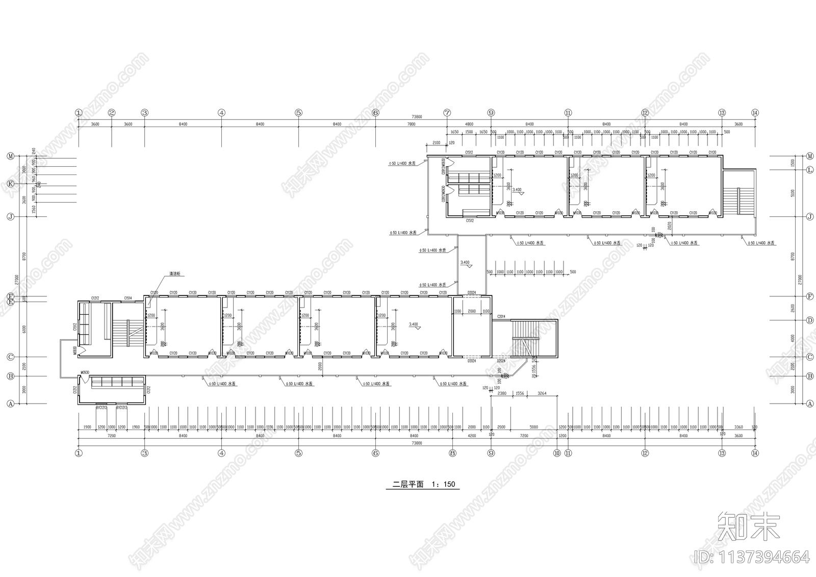 小学教学楼建筑cad施工图下载【ID:1137394664】