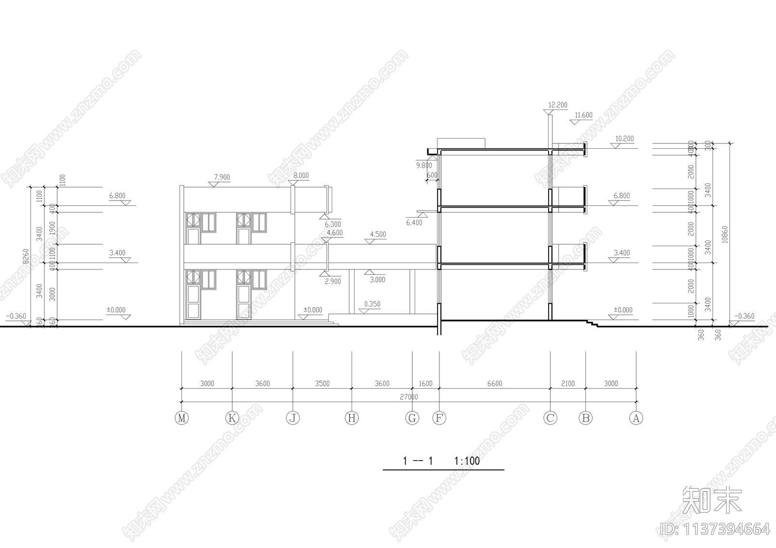 小学教学楼建筑cad施工图下载【ID:1137394664】