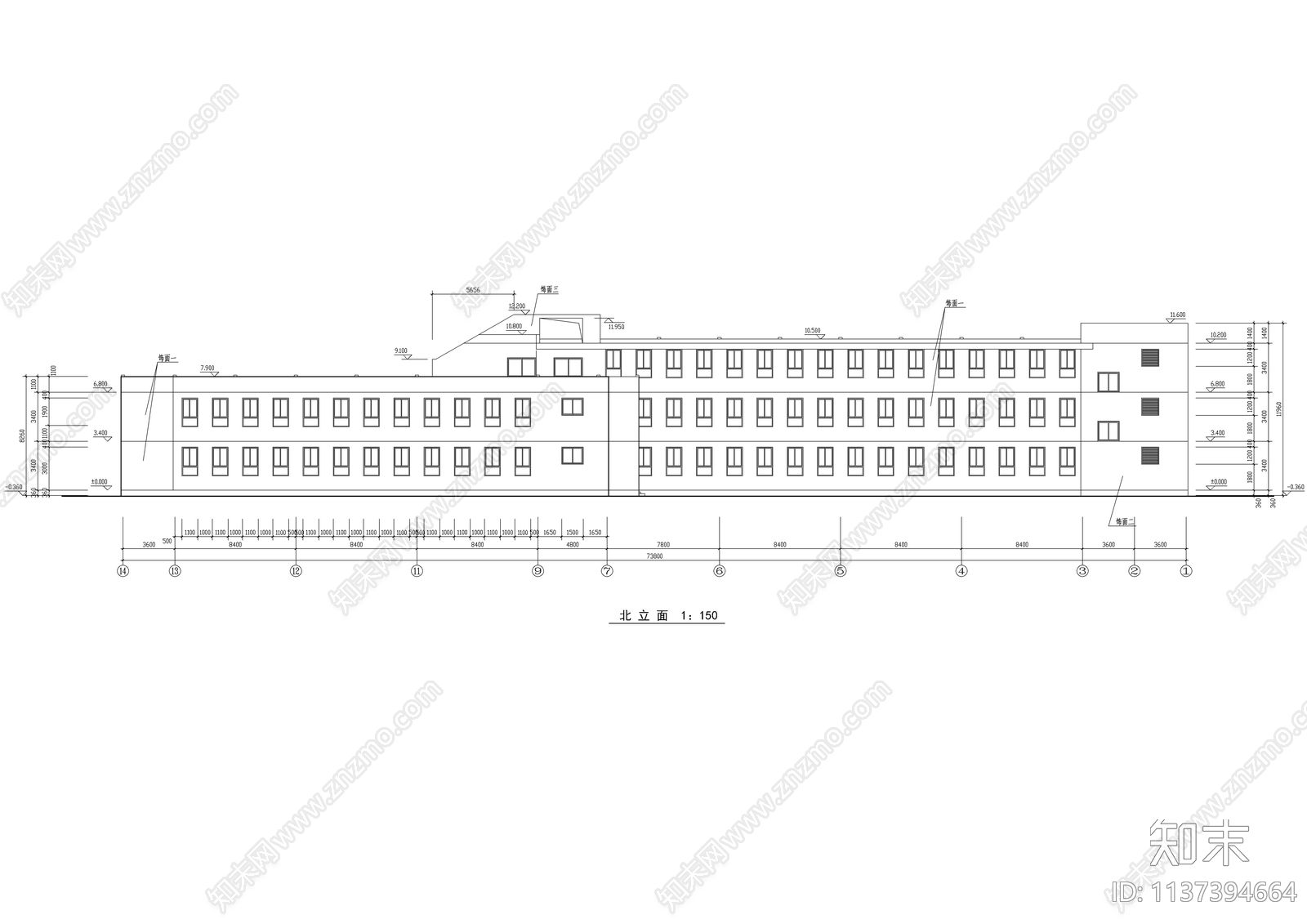 小学教学楼建筑cad施工图下载【ID:1137394664】