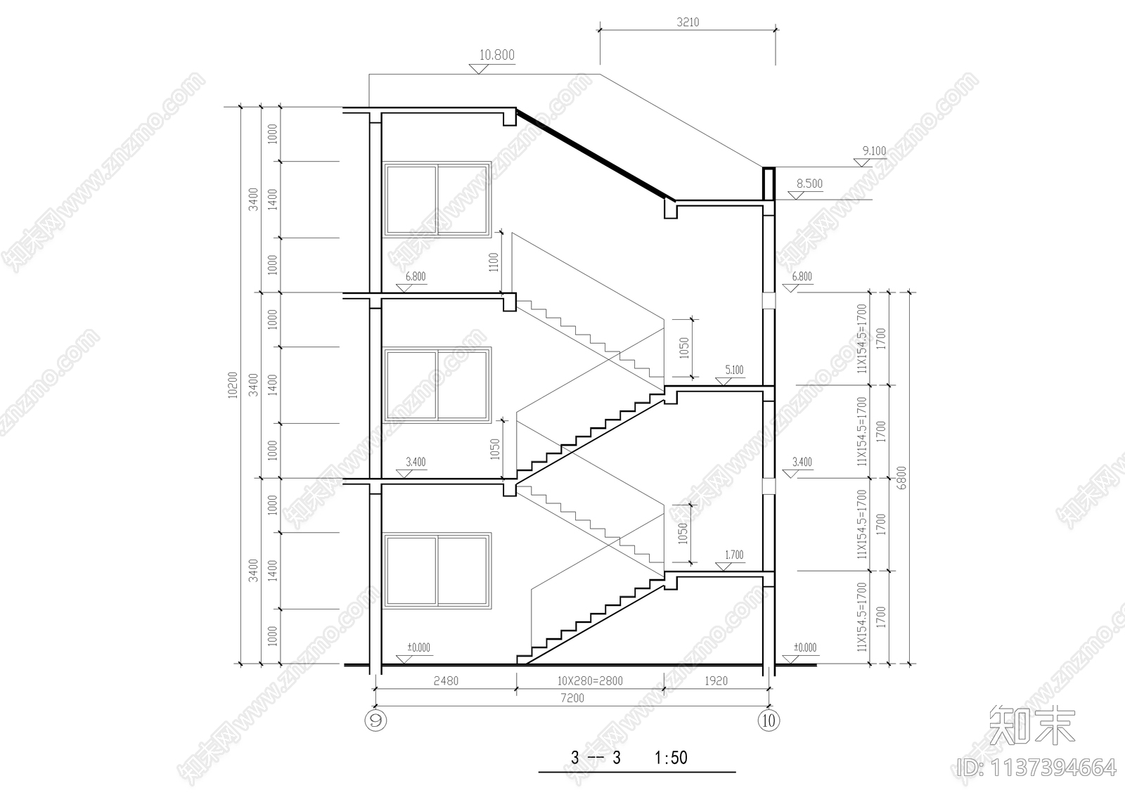 小学教学楼建筑cad施工图下载【ID:1137394664】
