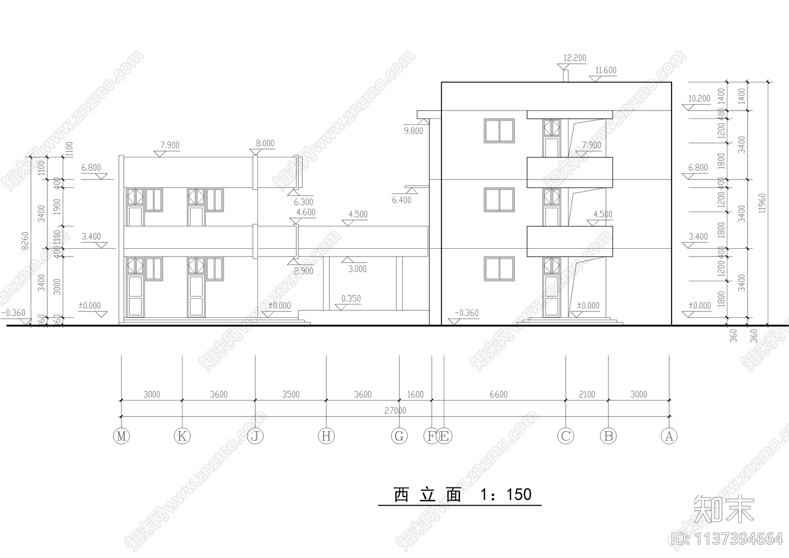 小学教学楼建筑cad施工图下载【ID:1137394664】