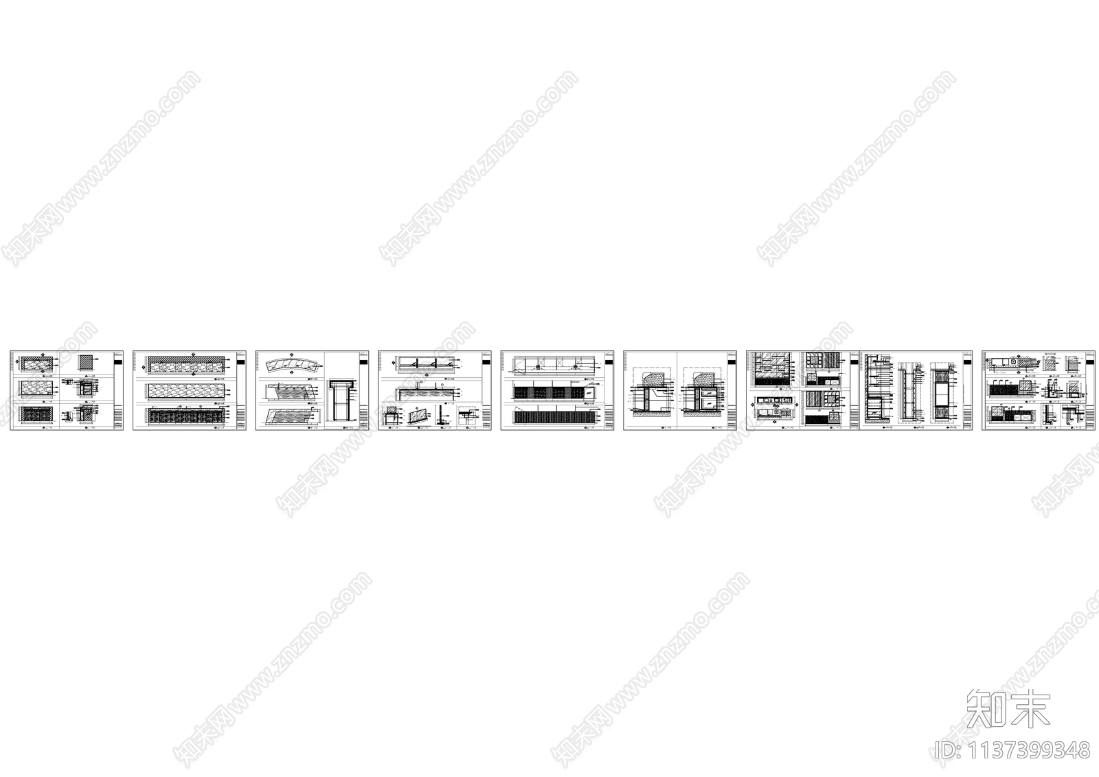 7种吧台柜节点cad施工图下载【ID:1137399348】