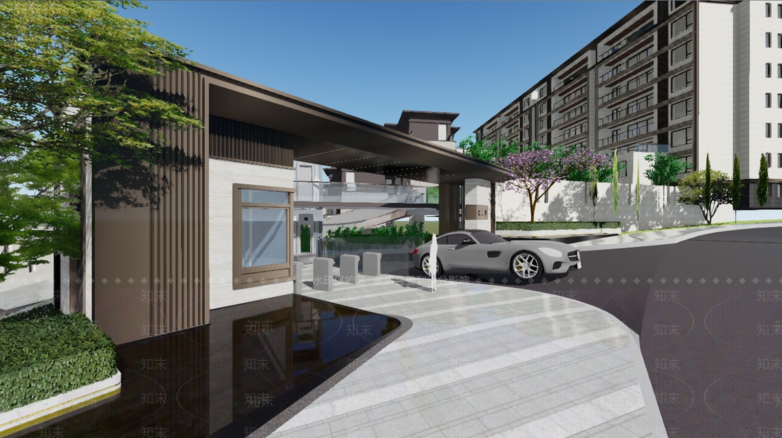 现代小区入口大门SU模型下载【ID:1137401731】