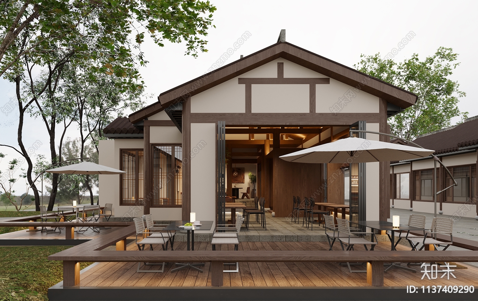 新中式咖啡店施工图下载【ID:1137409290】