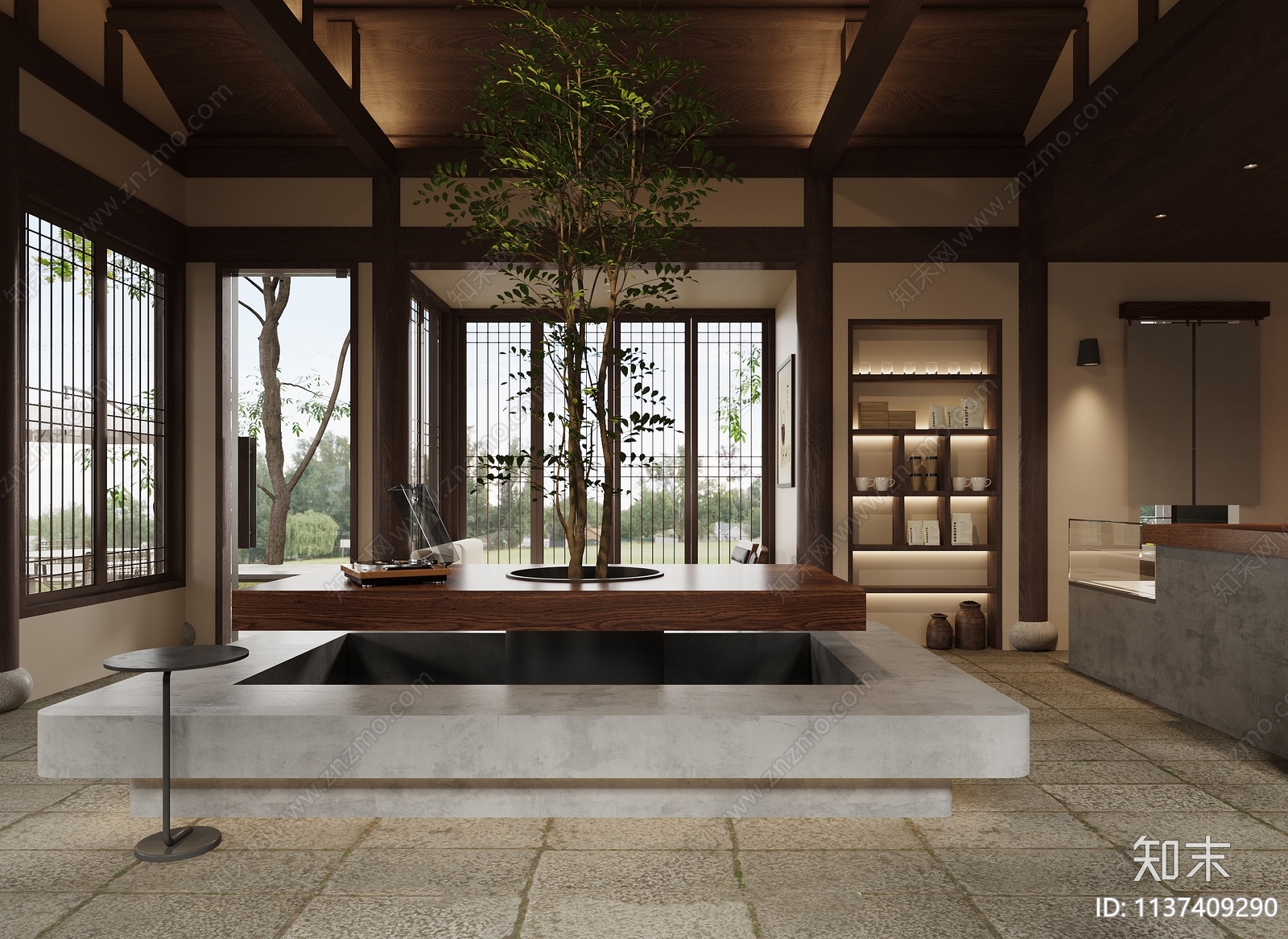 新中式咖啡店cad施工图下载【ID:1137409290】