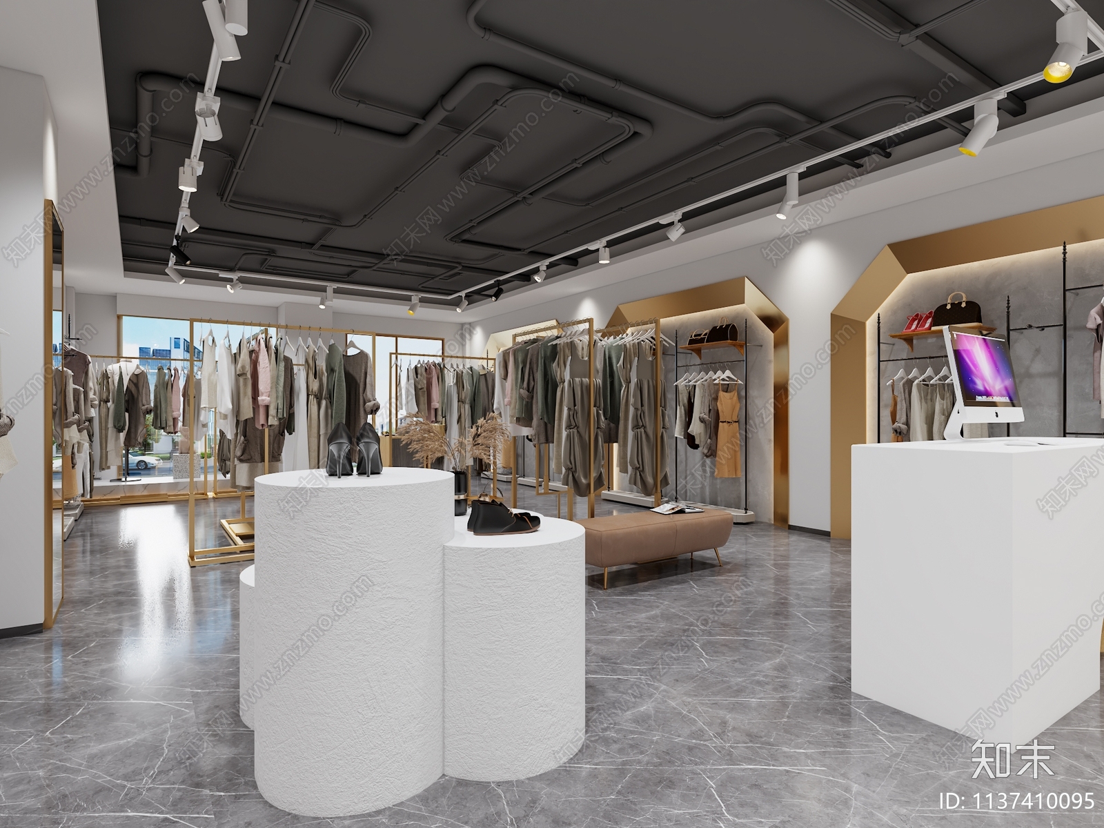 现代服装鞋店3D模型下载【ID:1137410095】