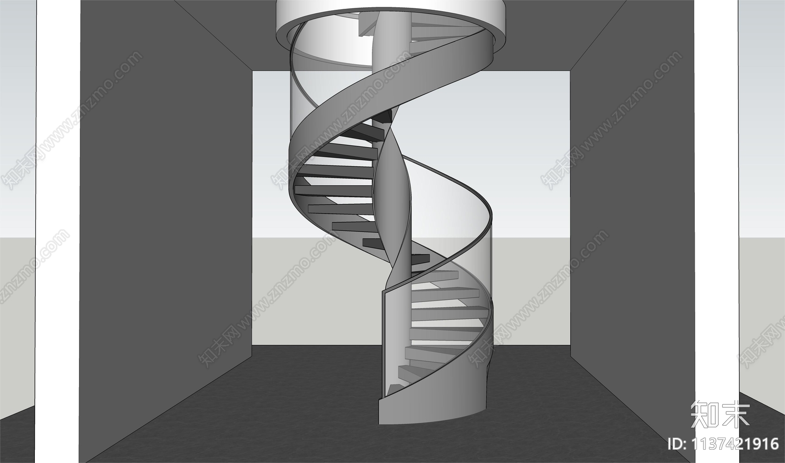 现代旋转楼梯间SU模型下载【ID:1137421916】