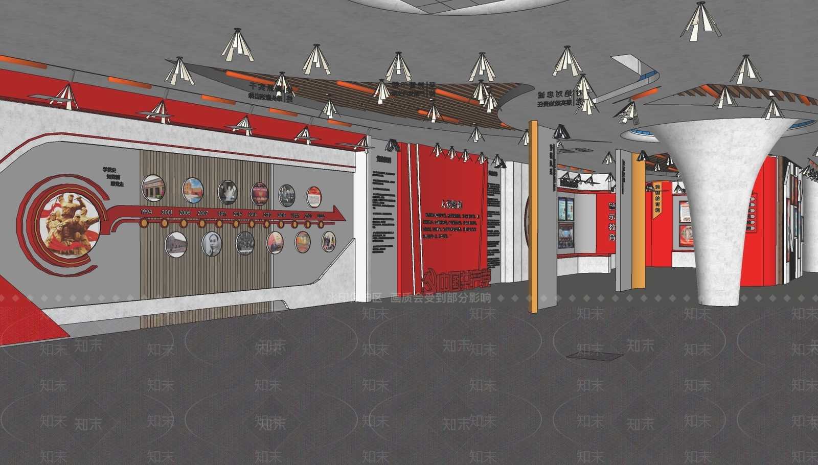 现代党建展厅SU模型下载【ID:1137422072】