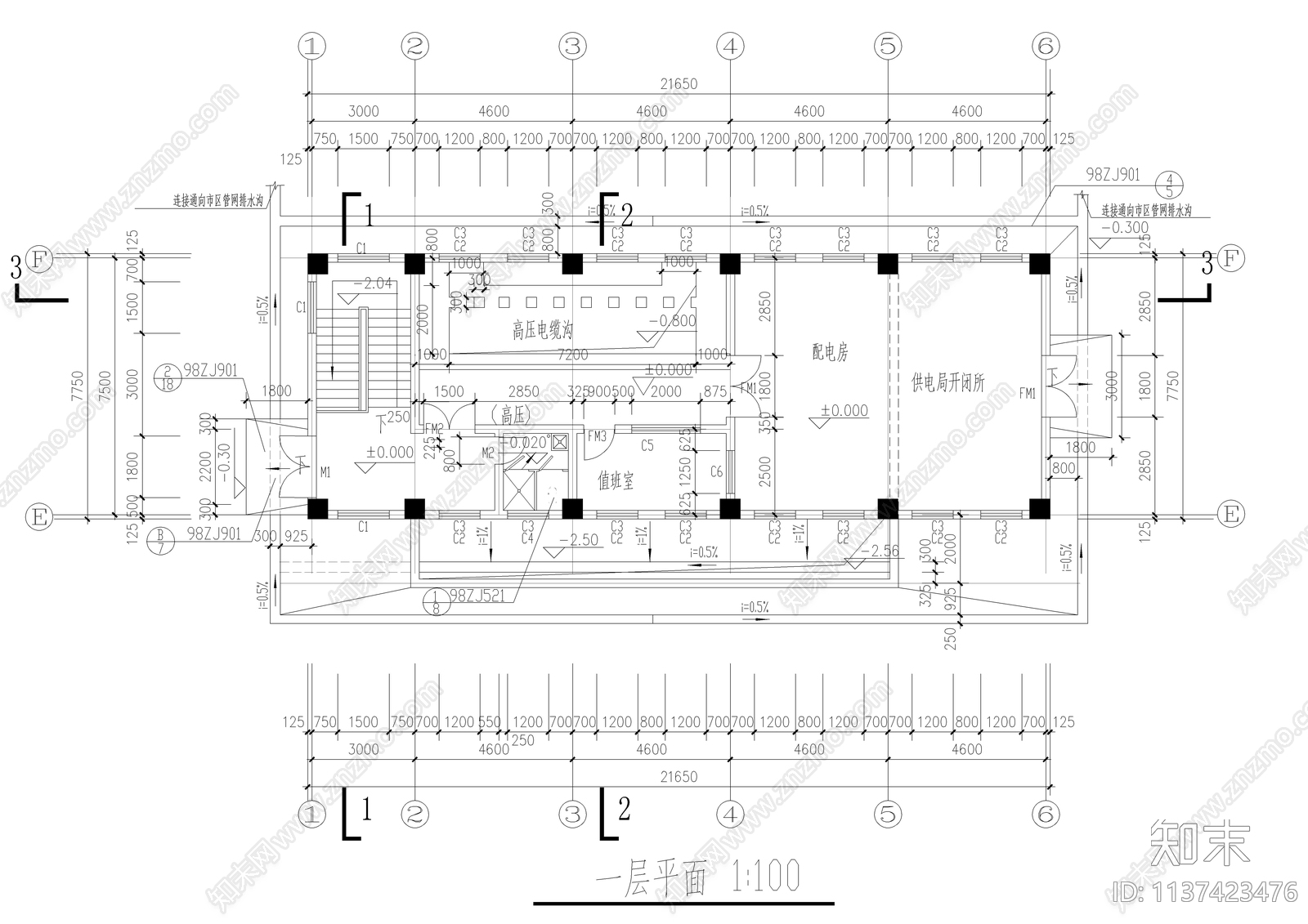 配电房及泵房建筑cad施工图下载【ID:1137423476】