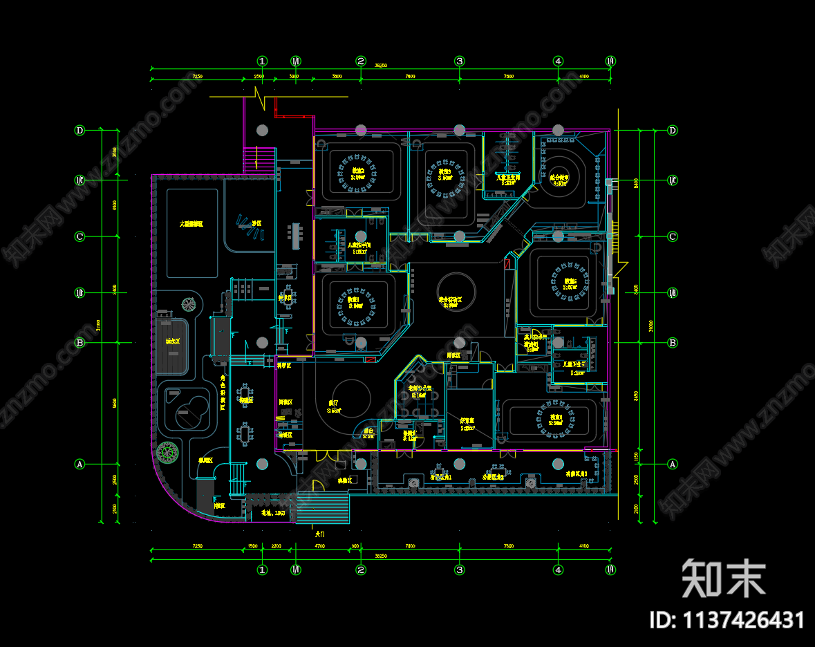 幼儿园平面图施工图下载【ID:1137426431】