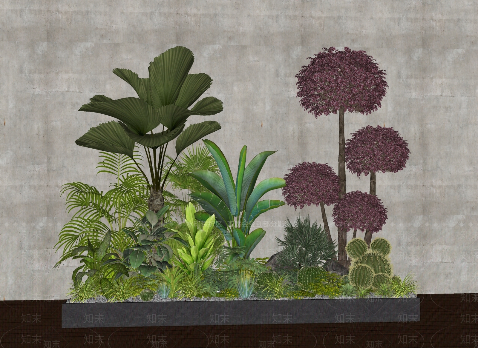 现代植物堆SU模型下载【ID:1137438570】_知末su模型网