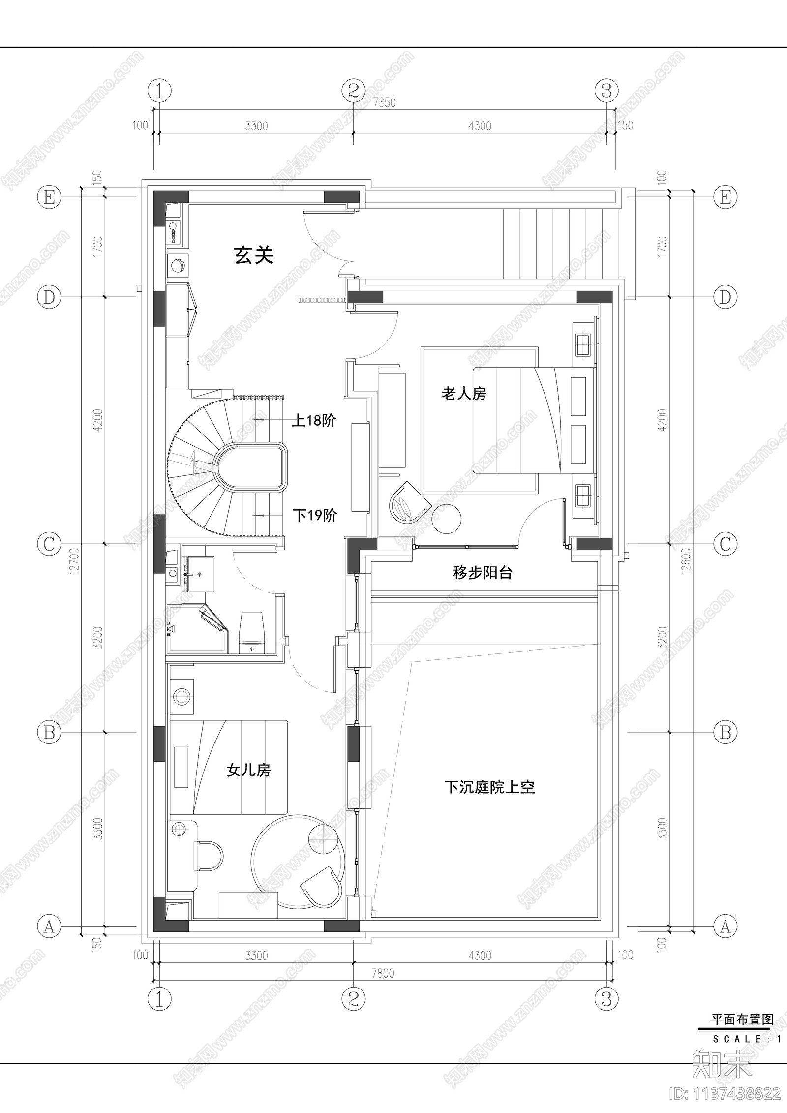 中式二层合院别墅全套内装cad施工图下载【ID:1137438822】
