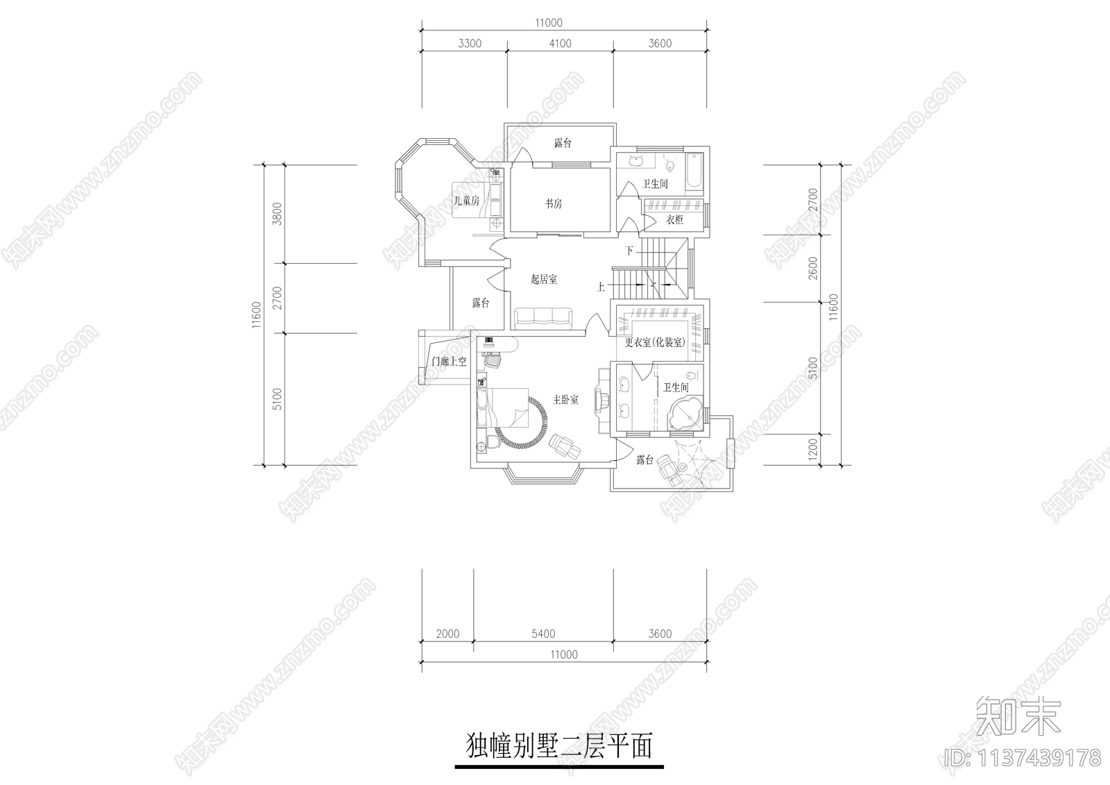 三层320平新农村自建别墅cad施工图下载【ID:1137439178】