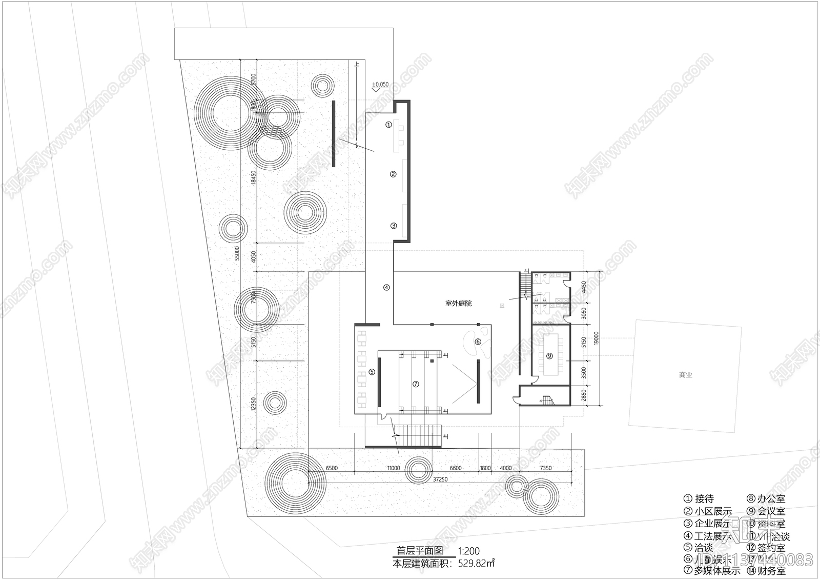 简约售楼处商展中心建筑效果图cad施工图下载【ID:1137440083】