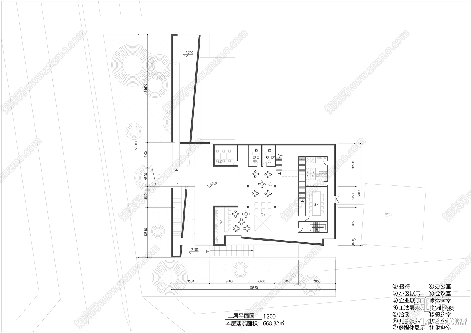 简约售楼处商展中心建筑效果图cad施工图下载【ID:1137440083】