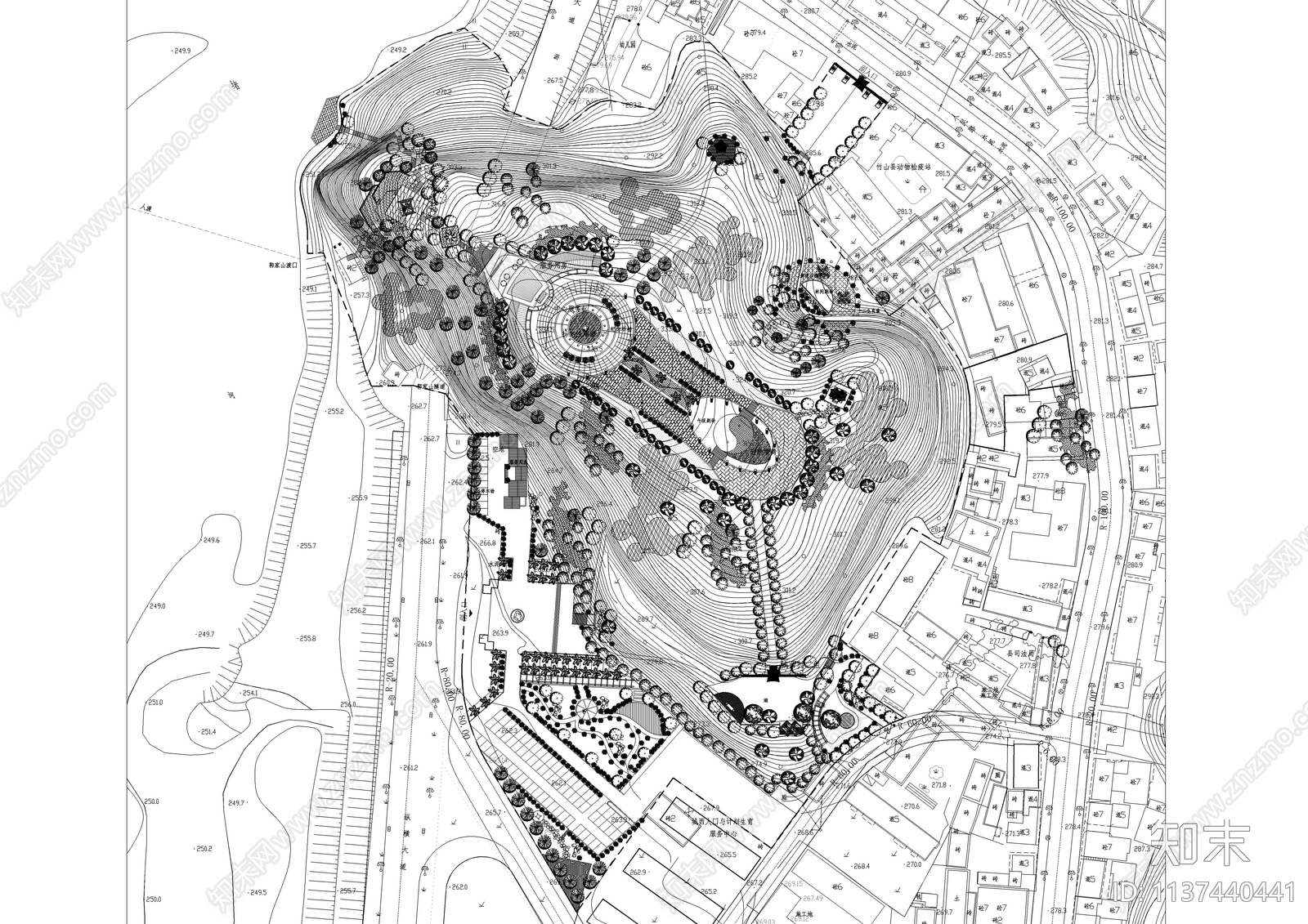 山顶公园规划总平面图施工图下载【ID:1137440441】