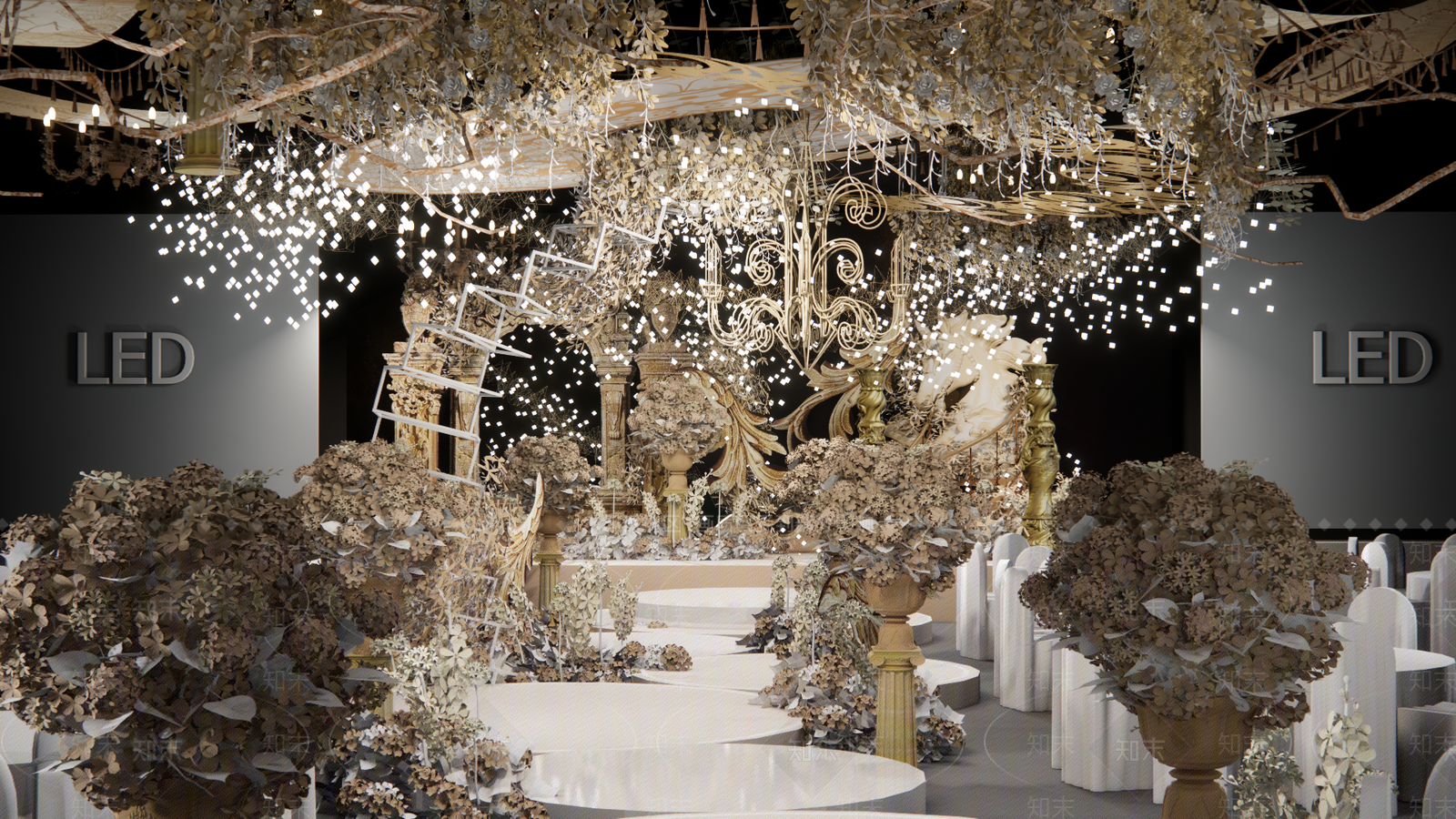 欧式罗马柱花园独角兽美陈SU模型下载【ID:1137440839】