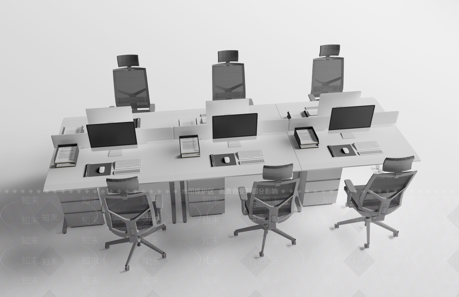 现代办公桌椅3D模型下载【ID:1137441346】