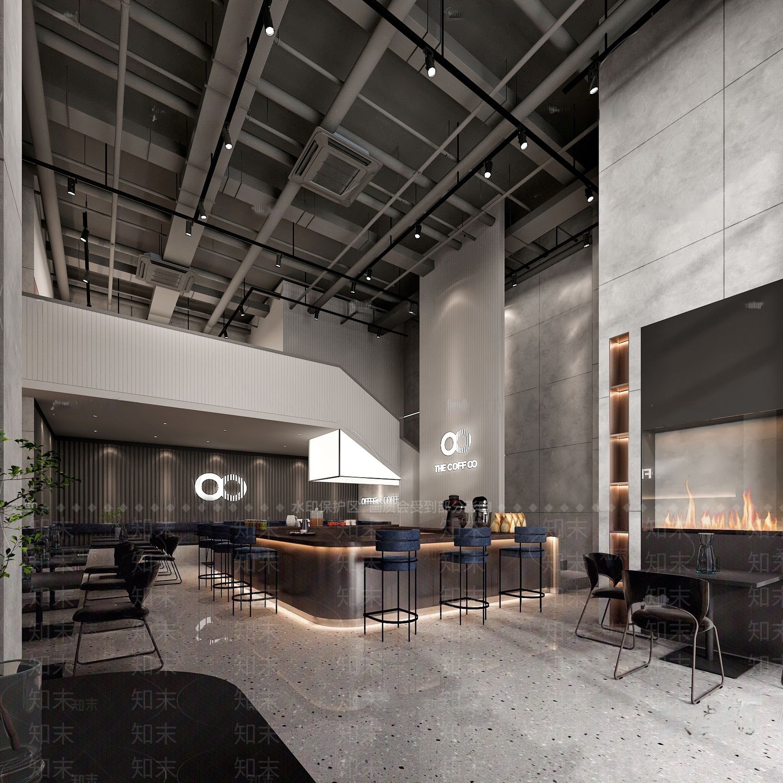 工业风咖啡厅3D模型下载【ID:1137449297】_知末3d模型网