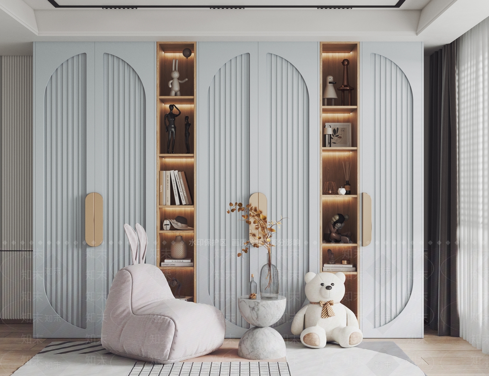 现代儿童房衣柜3D模型下载【ID:1137448799】