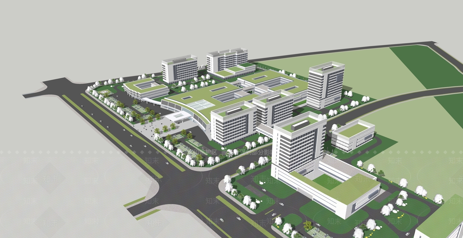 现代医疗建筑SU模型下载【ID:1137450172】