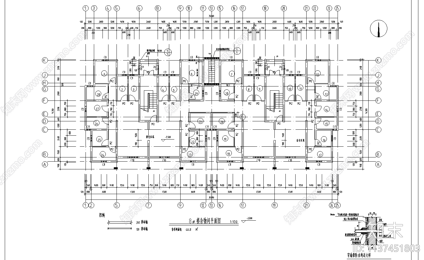 东方塞纳住宅建筑cad施工图下载【ID:1137451803】