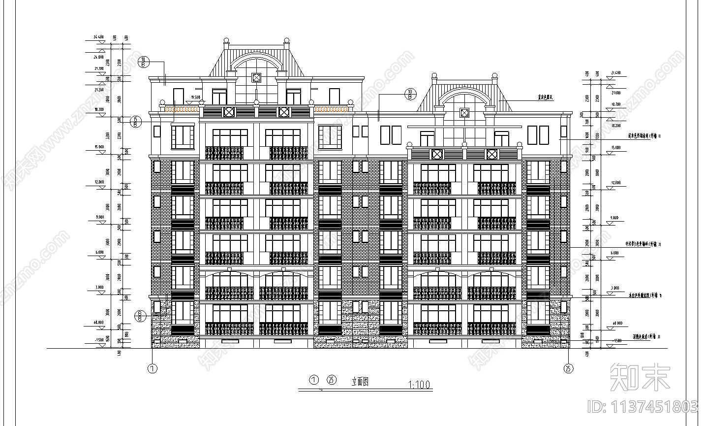 东方塞纳住宅建筑cad施工图下载【ID:1137451803】