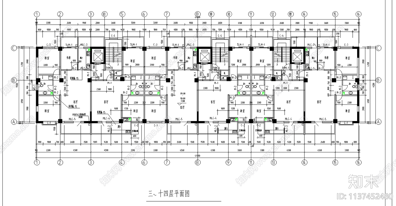 高层住宅建筑全套cad施工图下载【ID:1137452480】