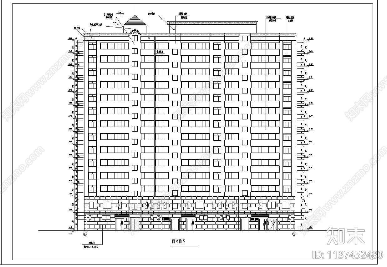 高层住宅建筑全套cad施工图下载【ID:1137452480】